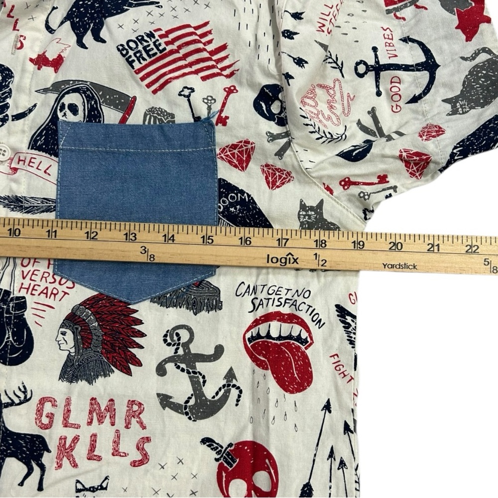 Glamour Kills Men’s Glory Daze Short Sleeve Button Down Shirt Sz XS - Picture 3 of 6